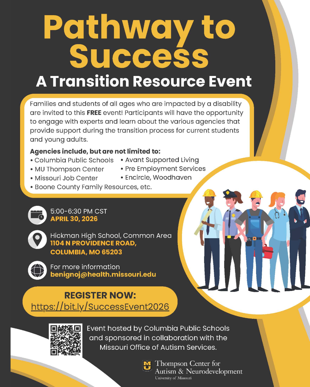 Flyer inviting you to attend the "Pathway to Success" transition resource event